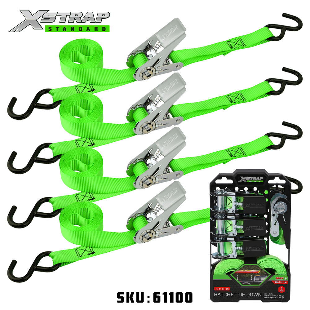 Xstrap 61100 1” x 15' 4PK Ratchet Tie Down 500 pon SWL