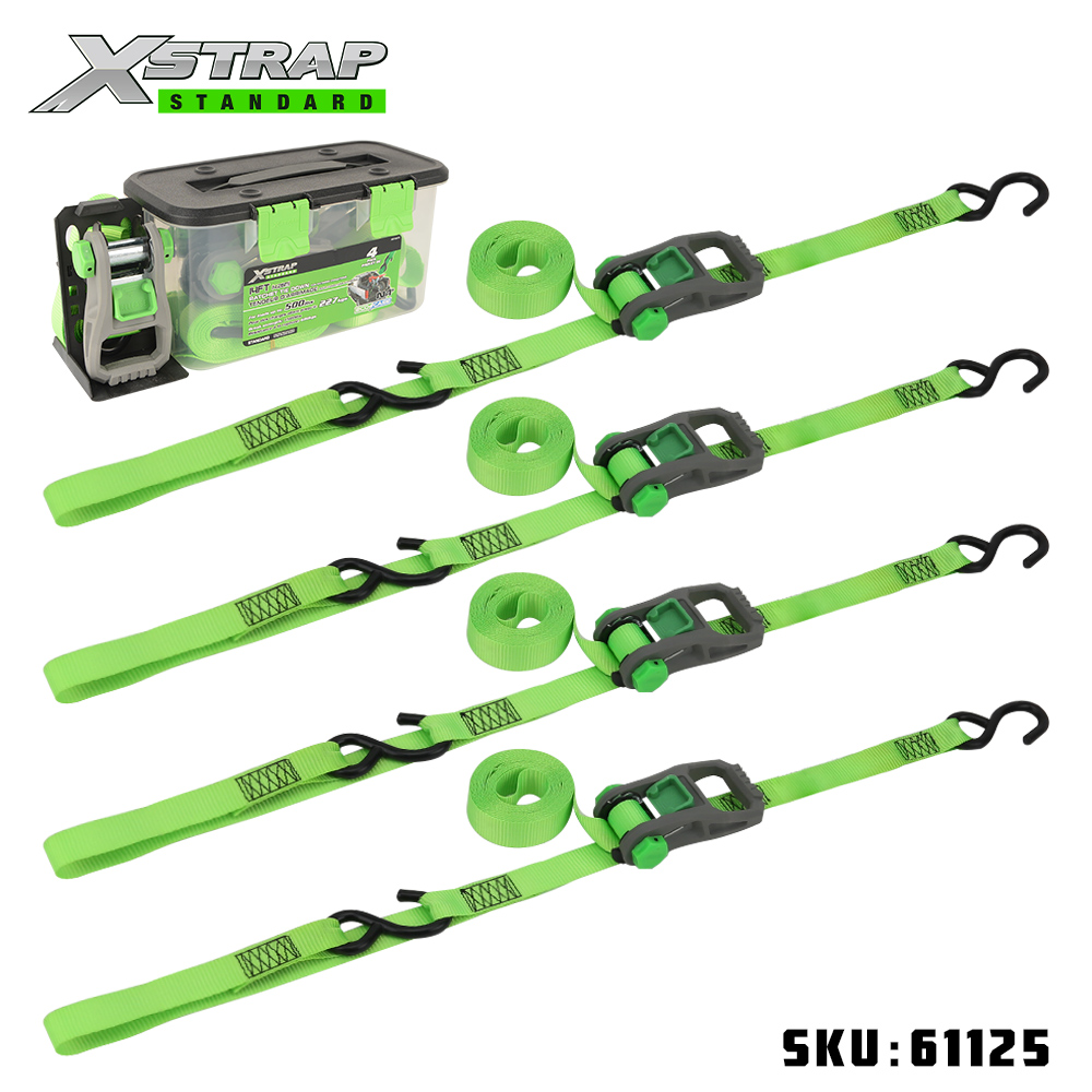 Xstrap 61125 1” x 14' 4PK Ratchet Tie Down dengan loop lembut 500lb SWL