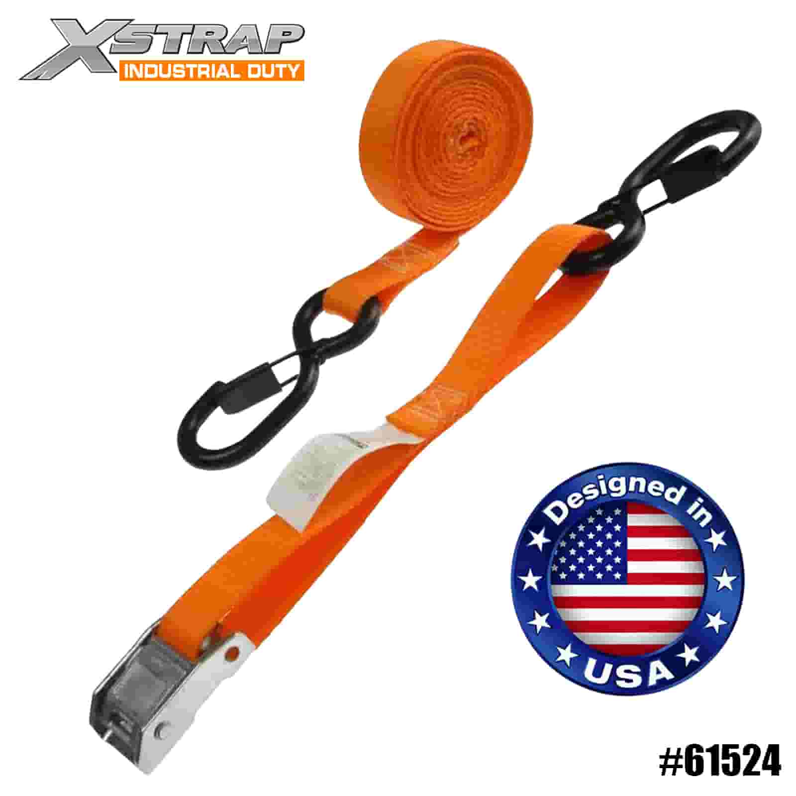 Xstrap 61524 1” x 15' Qrange Cam Strap dengan S-Hook dan Keeper 400lb SWL
