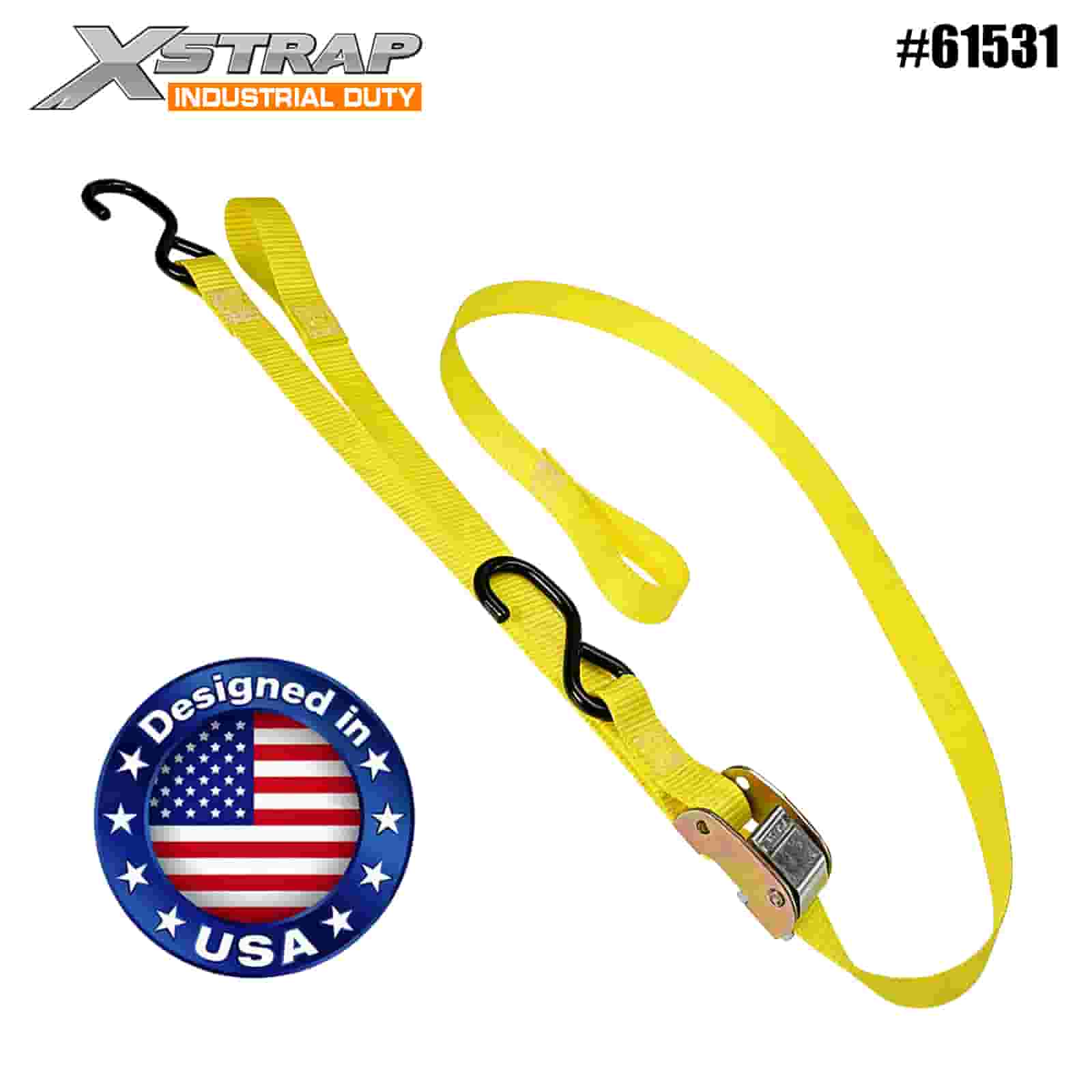 Xstrap 61531 1” x 6' 4PK Tali Stang Gesper Kamera Sepeda Motor dengan Kait S & Lingkaran Tarik 400lb SWL