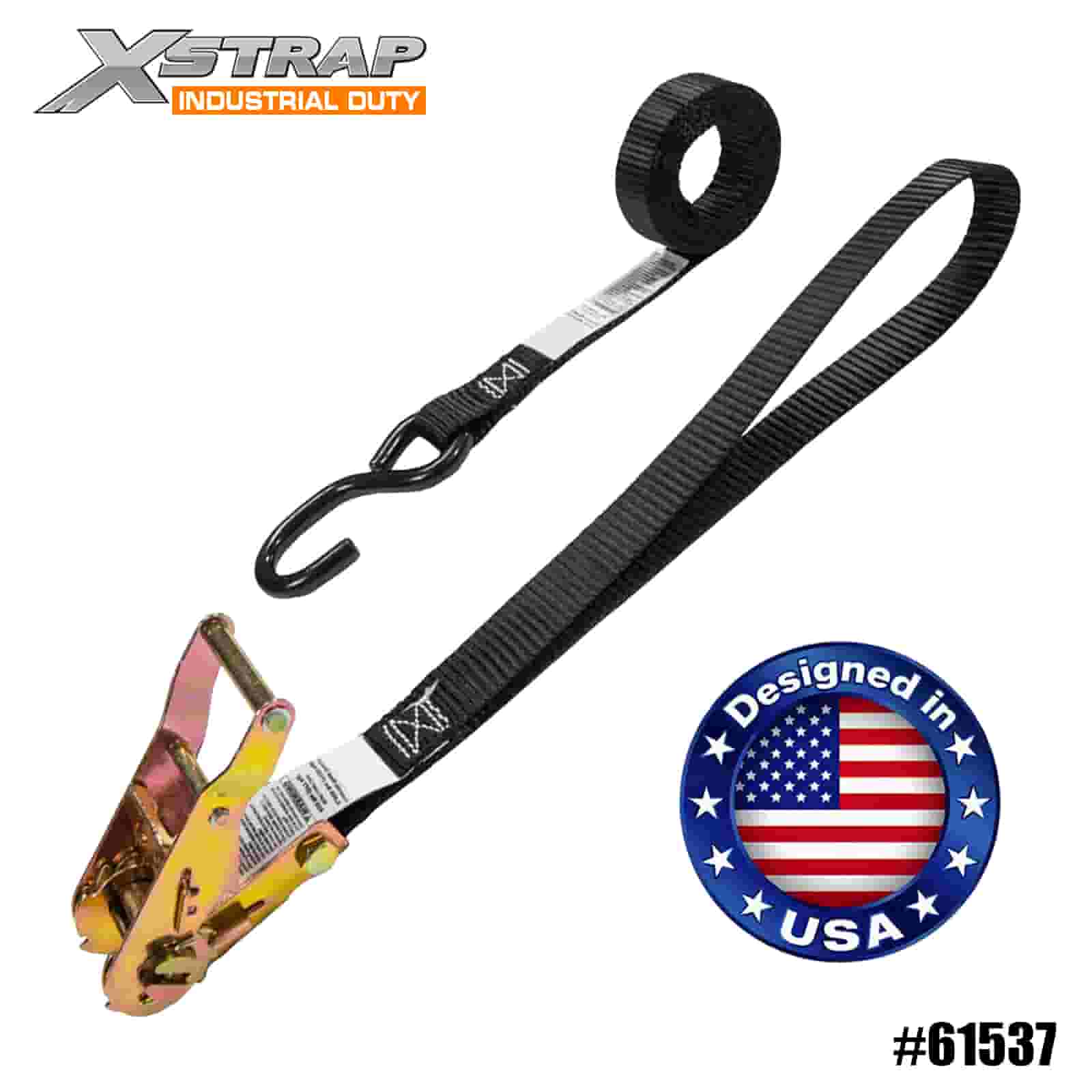 Xstrap 61537 1” x 6' 4PK Tali Ratchet Pengikat Sepeda Motor dengan Loop Jahit 12” 833lb SWL