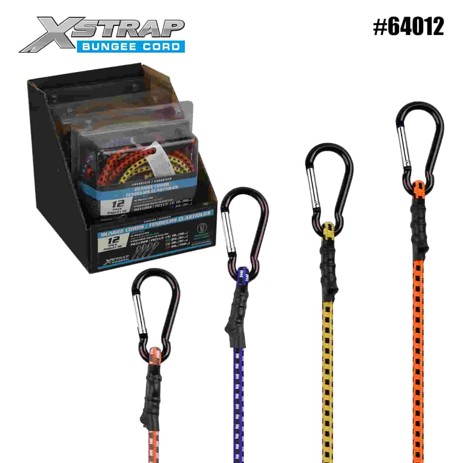 Xstrap 64012 12PK Kunci Gerbang Pegas Kabel Bungee Aman 8mm x 18”/24” /36”/ 48” 88-110lbs SWL